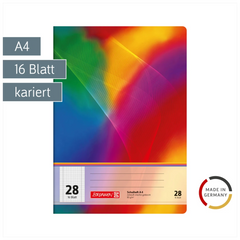 Schulheft | A4, Lineatur 28, 16 Blatt, mehrfarbig