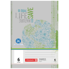 Schulheft Recycling | A5, Lineatur 6, 16 Blatt, grün/grau