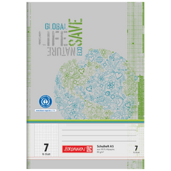 Schulheft Recycling | A5, Lineatur 7, 16 Blatt, grün/grau
