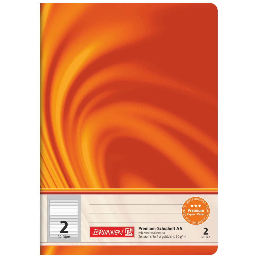 Schulheft Premium Vivendi | A5, Lineatur 2, 32 Blatt, orange