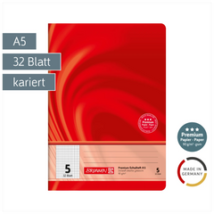 Schulheft Premium Vivendi | A5, Lineatur 5, 32 Blatt, rot