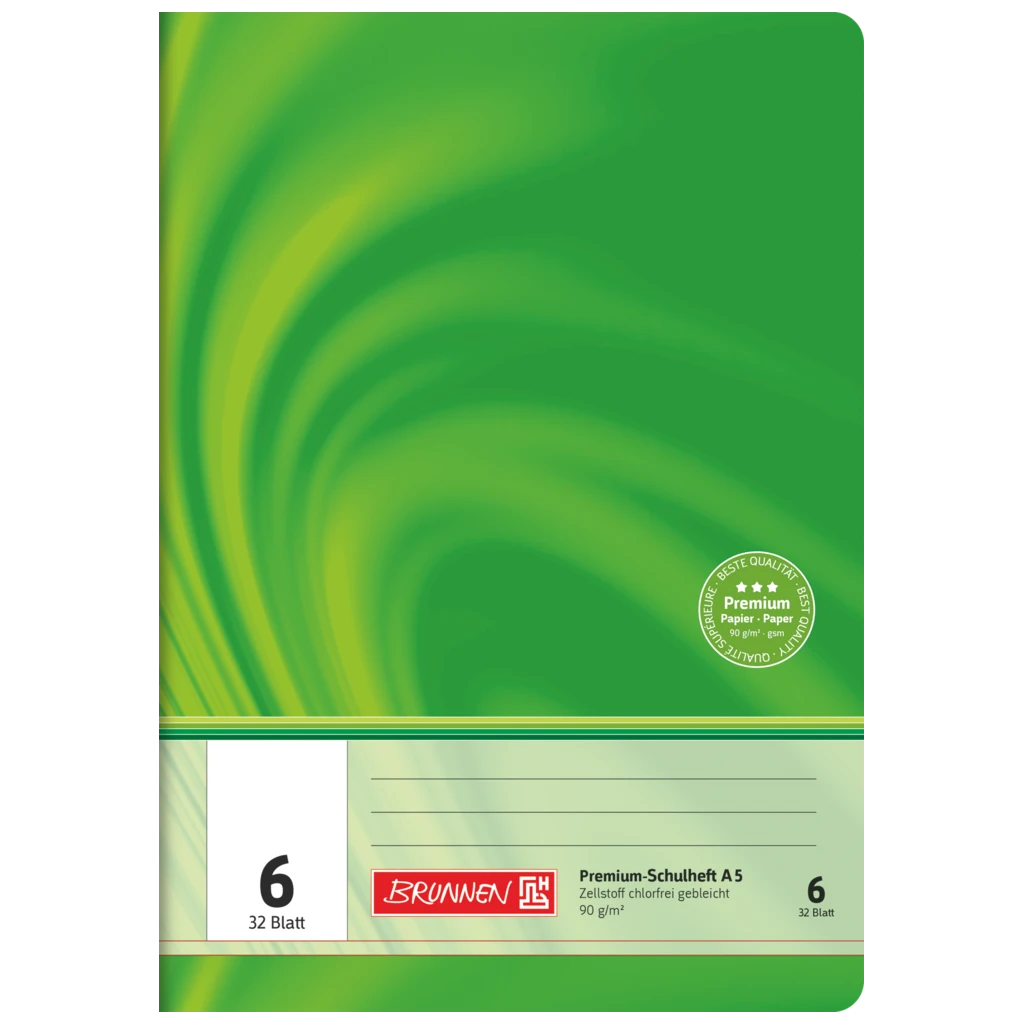 Schulheft Premium Vivendi | A5, Lineatur 6, 32 Blatt, grün
