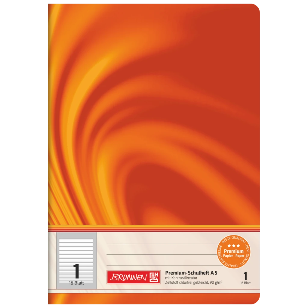 Schulheft Premium Vivendi | A5, Lineatur 1, 16 Blatt, orange