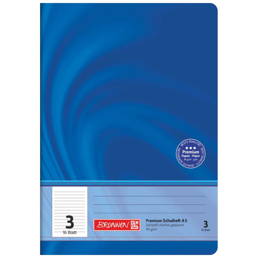 Schulheft Premium Vivendi | A5, Lineatur 3, 16 Blatt, blau