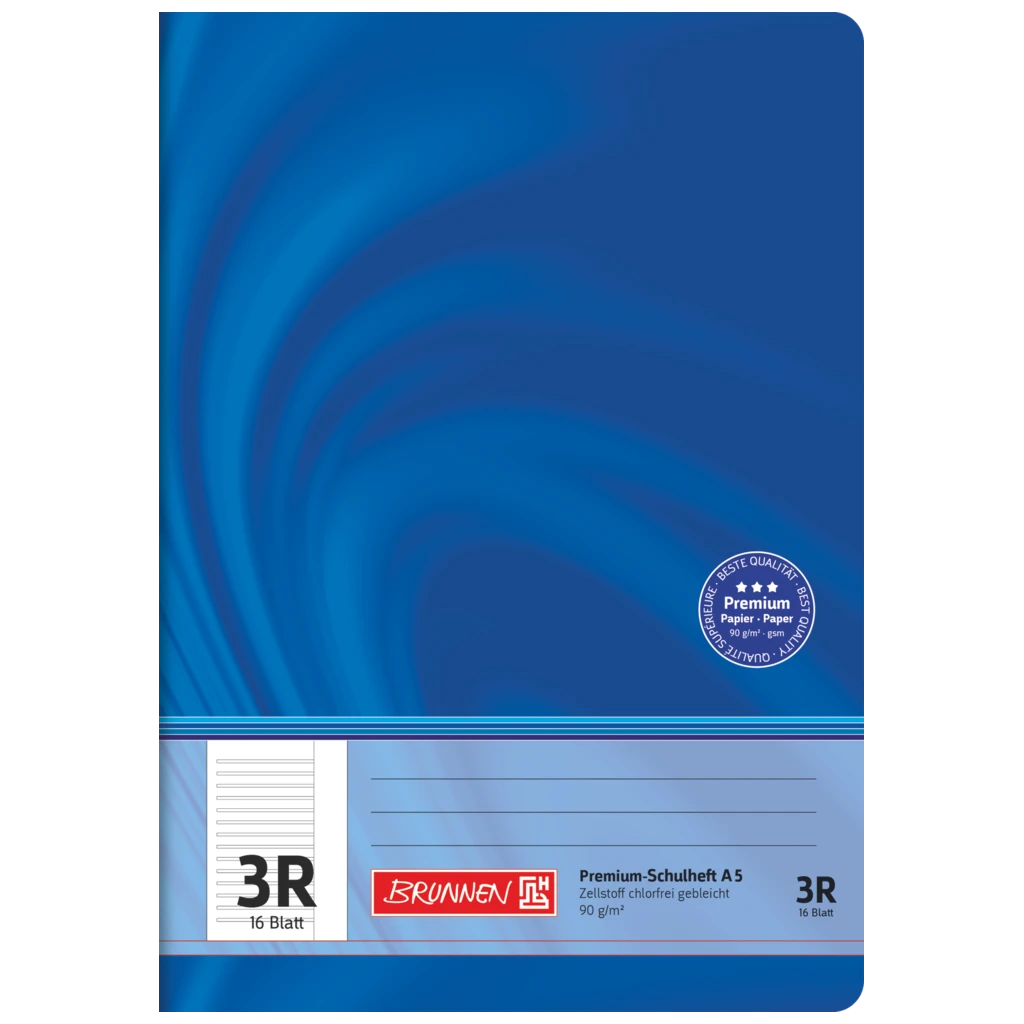 Schulheft Premium Vivendi | A5, Lineatur 3R, 16 Blatt, blau