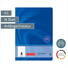 Schulheft Premium Vivendi | A5, Lineatur 4, 16 Blatt, blau