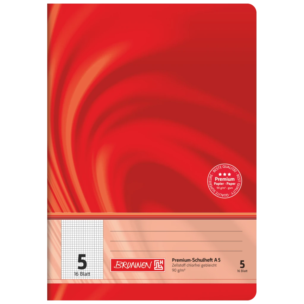 Schulheft Premium Vivendi | A5, Lineatur 5, 16 Blatt, rot