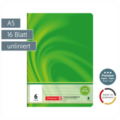 Schulheft Premium Vivendi | A5, Lineatur 6, 16 Blatt, grün