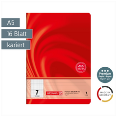 Schulheft Premium Vivendi | A5, Lineatur 7, 16 Blatt, rot