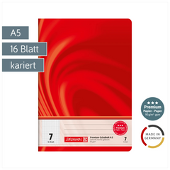 Schulheft Premium Vivendi | A5, Lineatur 7, 16 Blatt, rot