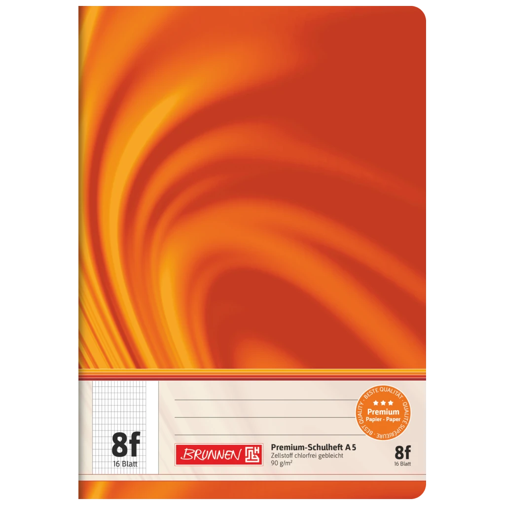 Schulheft Premium Vivendi | A5, Lineatur 8f, 16 Blatt, orange