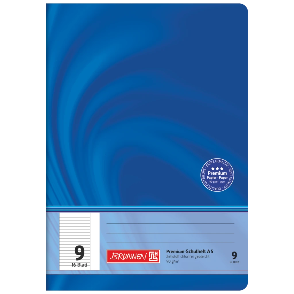 Schulheft Premium Vivendi | A5, Lineatur 9, 16 Blatt, blau