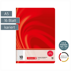 Schulheft Premium Vivendi | A5, Lineatur 10, 16 Blatt, rot