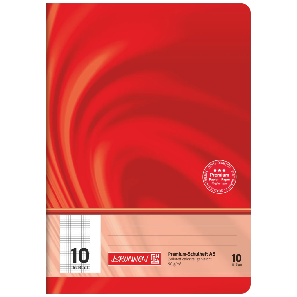 Schulheft Premium Vivendi | A5, Lineatur 10, 16 Blatt, rot