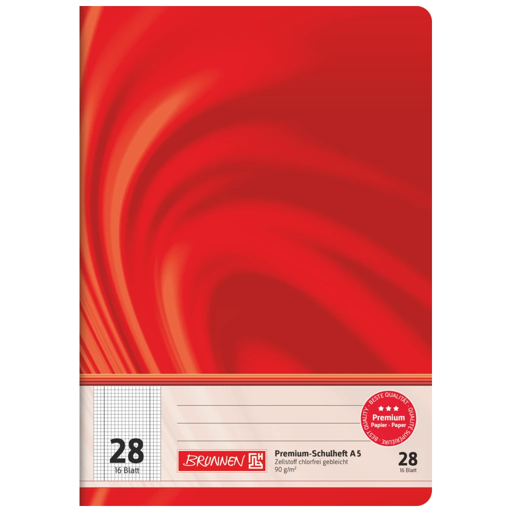 Schulheft Premium Vivendi | A5, Lineatur 28, 16 Blatt, rot