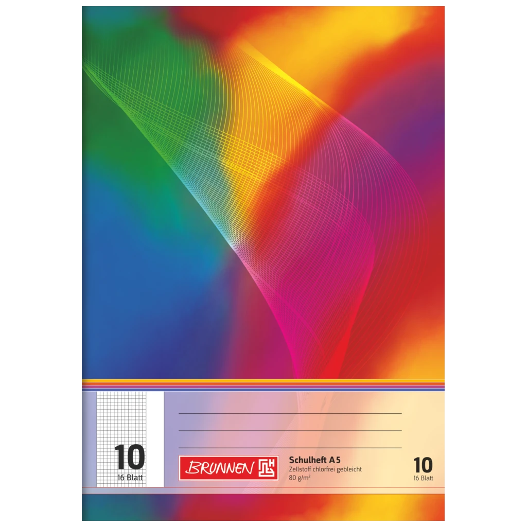 Schulheft | A5, Lineatur 10, 16 Blatt, mehrfarbig