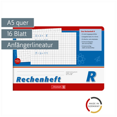 Rechenheft | A5 quer, Lineatur R, 16 Blatt, blau