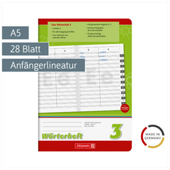 Wörterheft | A5, Lineatur 3, 28 Blatt, grün