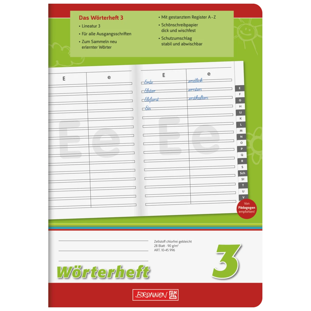 Wörterheft | A5, Lineatur 3, 28 Blatt, grün