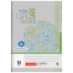 Schulheft Recycling | A6, Lineatur 51, 32 Blatt, grün/grau