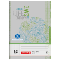 Schulheft Recycling | A6, Lineatur 52, 32 Blatt, grün/grau