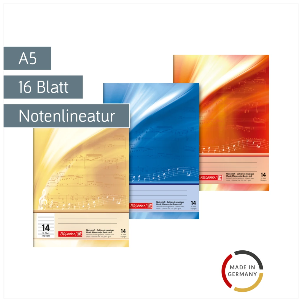 Notenheft | A5, Lineatur 14, 16 Blatt, sortiert