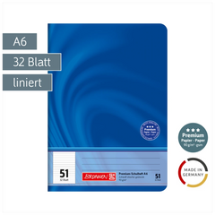 Schulheft Premium Vivendi | A6, Lineatur 51, 32 Blatt, blau