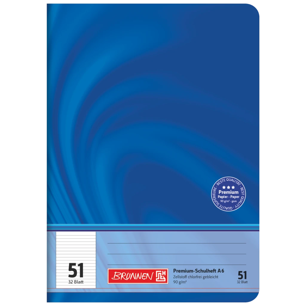 Schulheft Premium Vivendi | A6, Lineatur 51, 32 Blatt, blau
