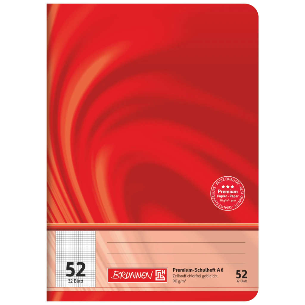 Schulheft Premium Vivendi | A6, Lineatur 52, 32 Blatt, rot