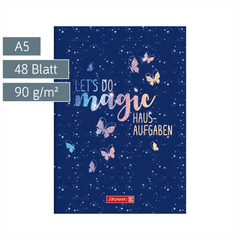 Hausaufgabenheft Magic Butterfly | A5, 48 Blatt, rosarot/lila