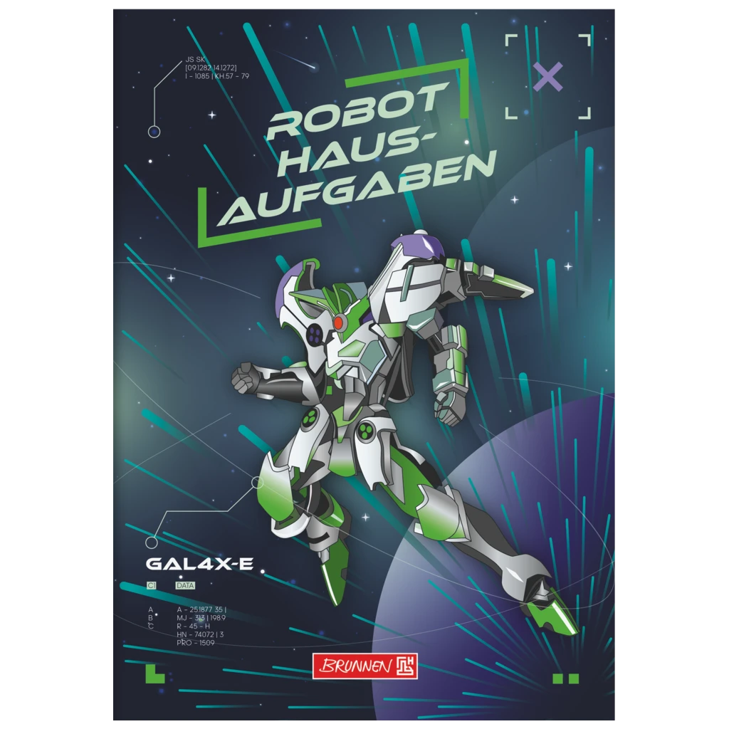 Hausaufgabenheft Robot Heroes | 48 Blatt, dunkelblau/grün