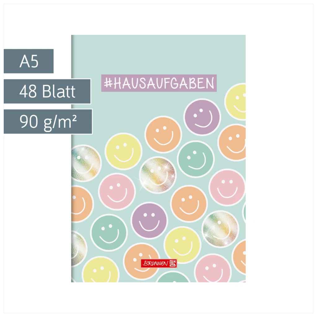 Hausaufgabenheft Happy Hippie | A5, 48 Blatt, mehrfarbig, pastell