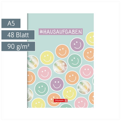 Hausaufgabenheft Happy Hippie | A5, 48 Blatt, mehrfarbig, pastell