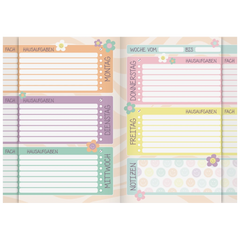 Hausaufgabenheft Happy Hippie | A5, 48 Blatt, mehrfarbig, pastell