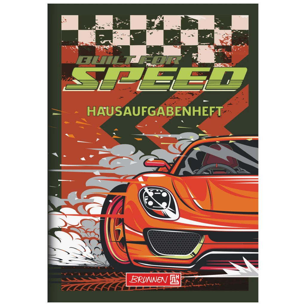 Hausaufgabenheft Fast Wheels | A5, 48 Blatt, grün/mehrfarbig