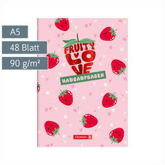 Hausaufgabenheft Fruity Love | A5, 48 Blatt, rosa/rot