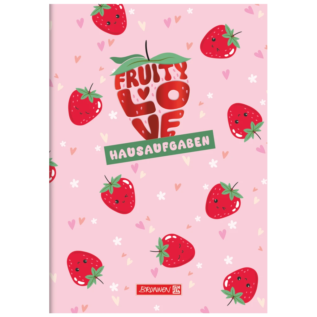 Hausaufgabenheft Fruity Love | A5, 48 Blatt, rosa/rot