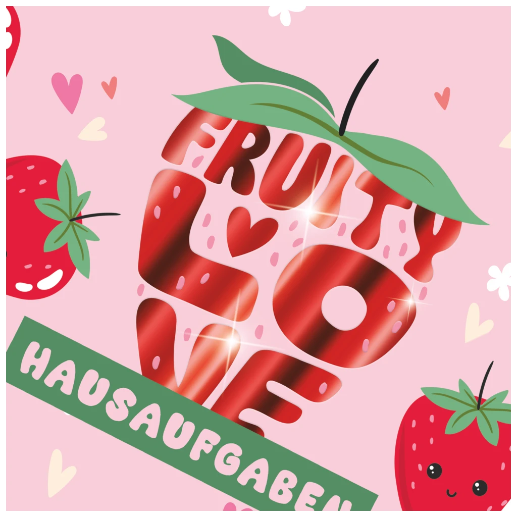 Hausaufgabenheft Fruity Love | A5, 48 Blatt, rosa/rot