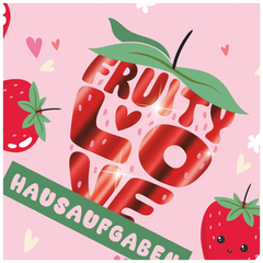 Hausaufgabenheft Fruity Love | A5, 48 Blatt, rosa/rot