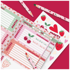 Hausaufgabenheft Fruity Love | A5, 48 Blatt, rosa/rot