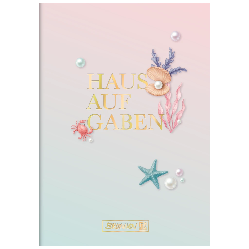 Hausaufgabenheft Sunny Ocean | A5, 48 Blatt, gold/mehrfarbig, pastell