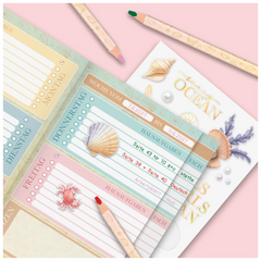 Hausaufgabenheft Sunny Ocean | A5, 48 Blatt, gold/mehrfarbig, pastell