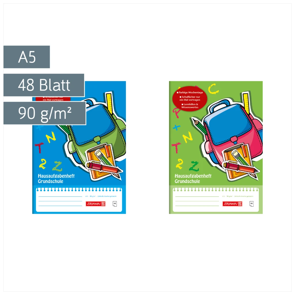 Hausaufgabenheft „Grundschule“ | A5, 48 Blatt, sortiert