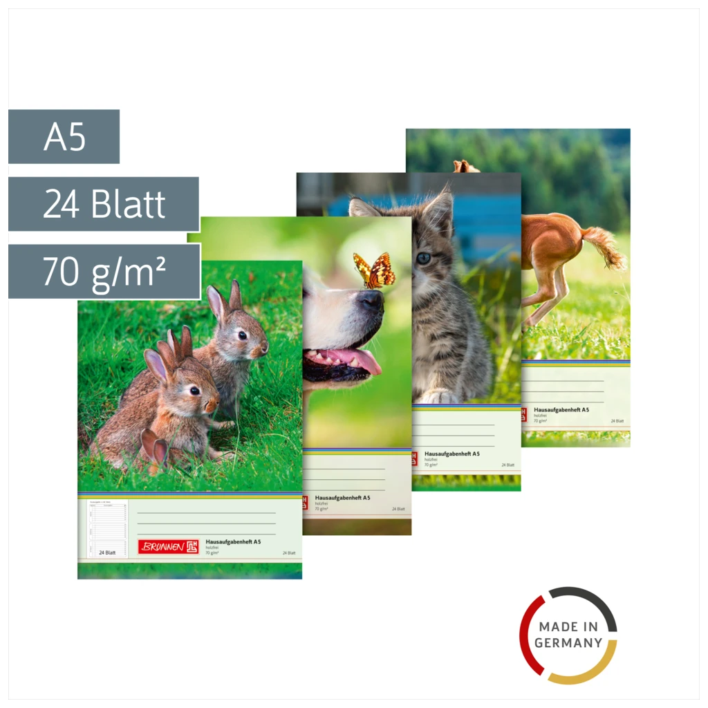 Hausaufgabenheft | A5, 24 Blatt, sortiert