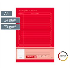 Hausaufgabenheft | A5, 24 Blatt, rot
