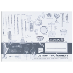 Star-Notenheft | A5 quer, Notenlineatur, 8 Blatt, weiß