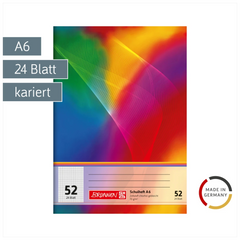 Schulheft | A6, Lineatur 52, 24 Blatt, mehrfarbig