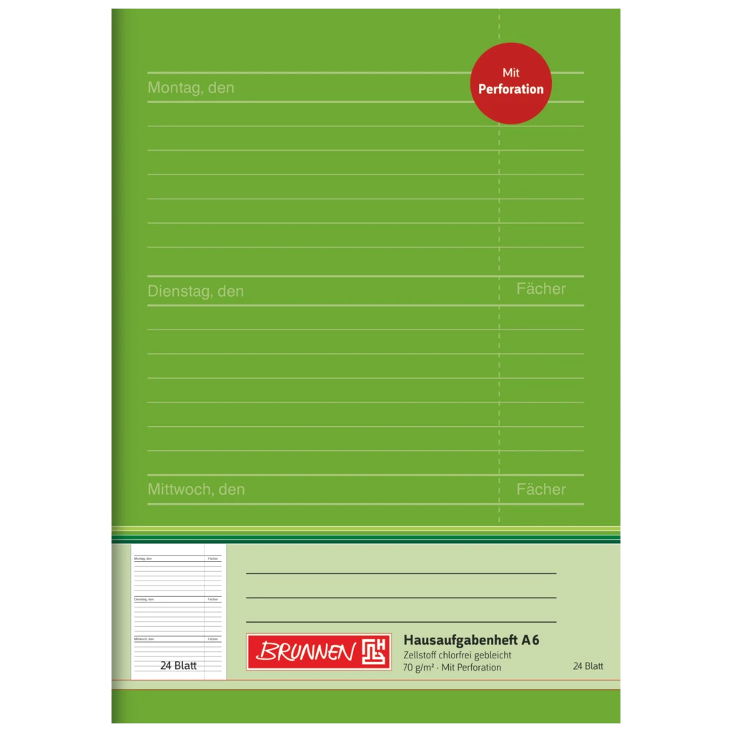 Hausaufgabenheft | A6, 24 Blatt, grün