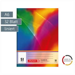Schulheft | A6, Lineatur 51, 32 Blatt, mehrfarbig