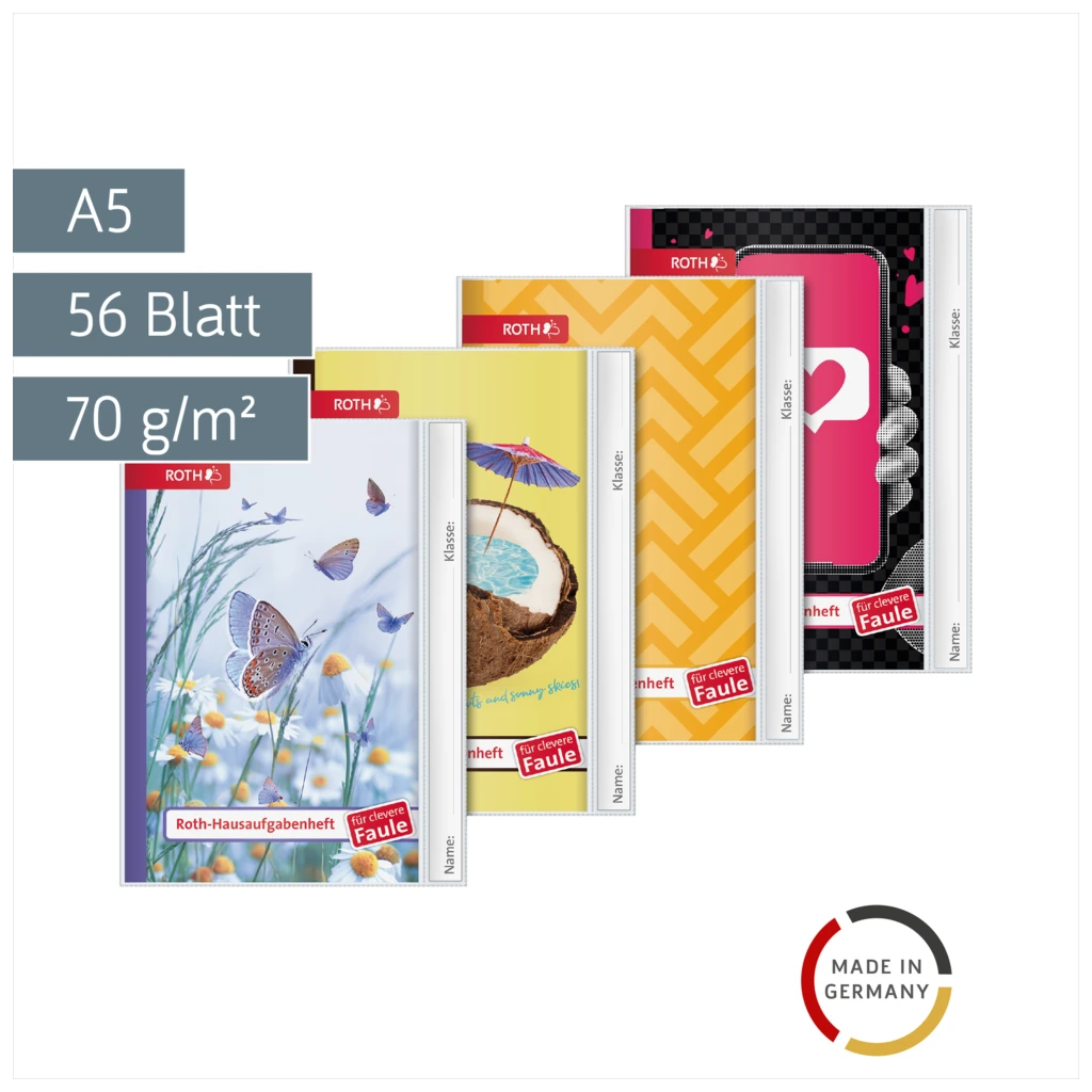 Hausaufgabenheft Für clevere Faule „Girls“ | A5, 56 Blatt, sortiert